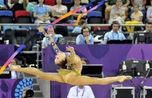 Avropa Oyunlarında bədii gimnastika üzrə lentlə hərəkətlər. Bakı, Azərbaycan, 21 iyun 2015